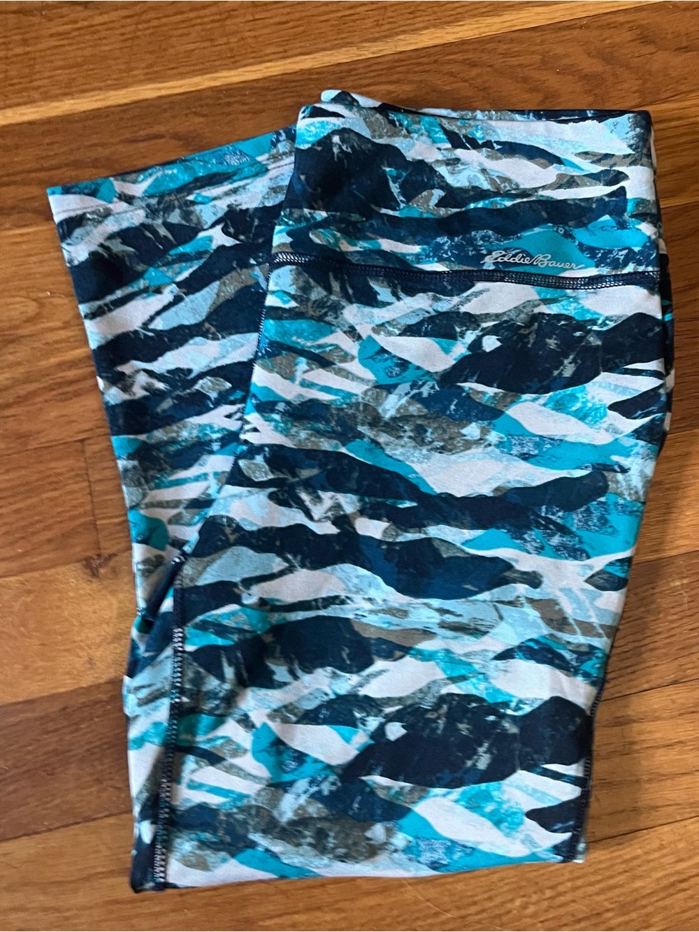 Eddie Bauer Teal, Navy & White Abstract Athletic Leggings